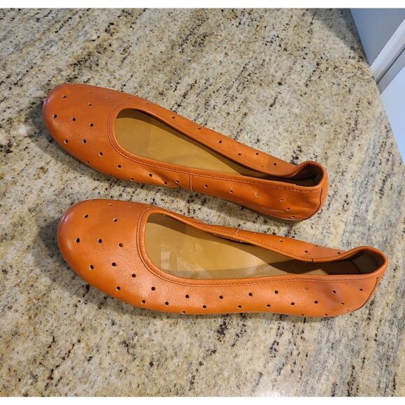 Korks Kork Ease Flats Leather Orange Nessa Women's Sz 10/42 Balet Flats Vented - Picture 1 of 10